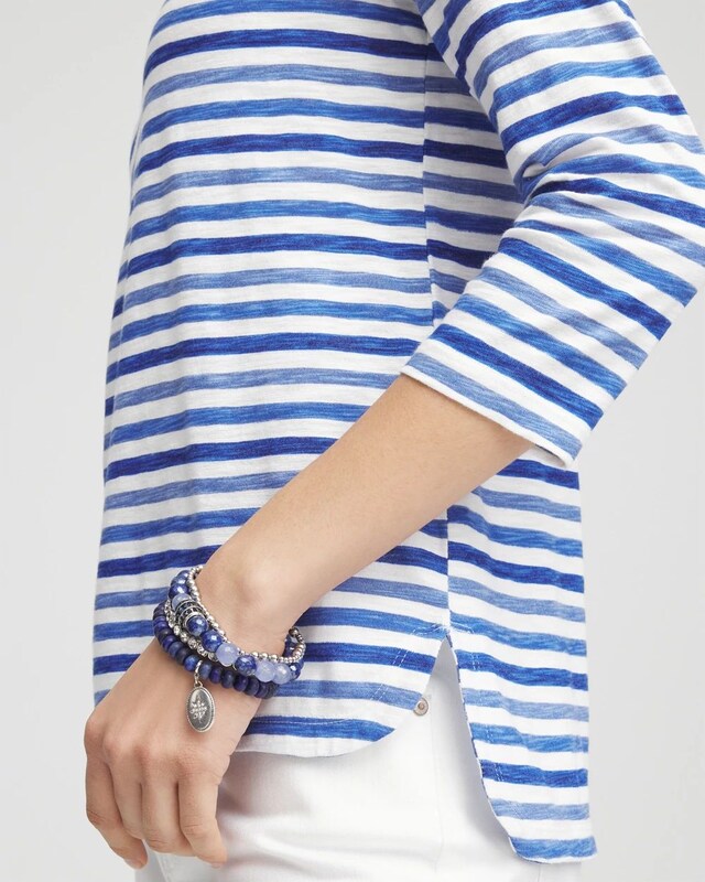 Striped Slub Scoop Neck Tee - image 4